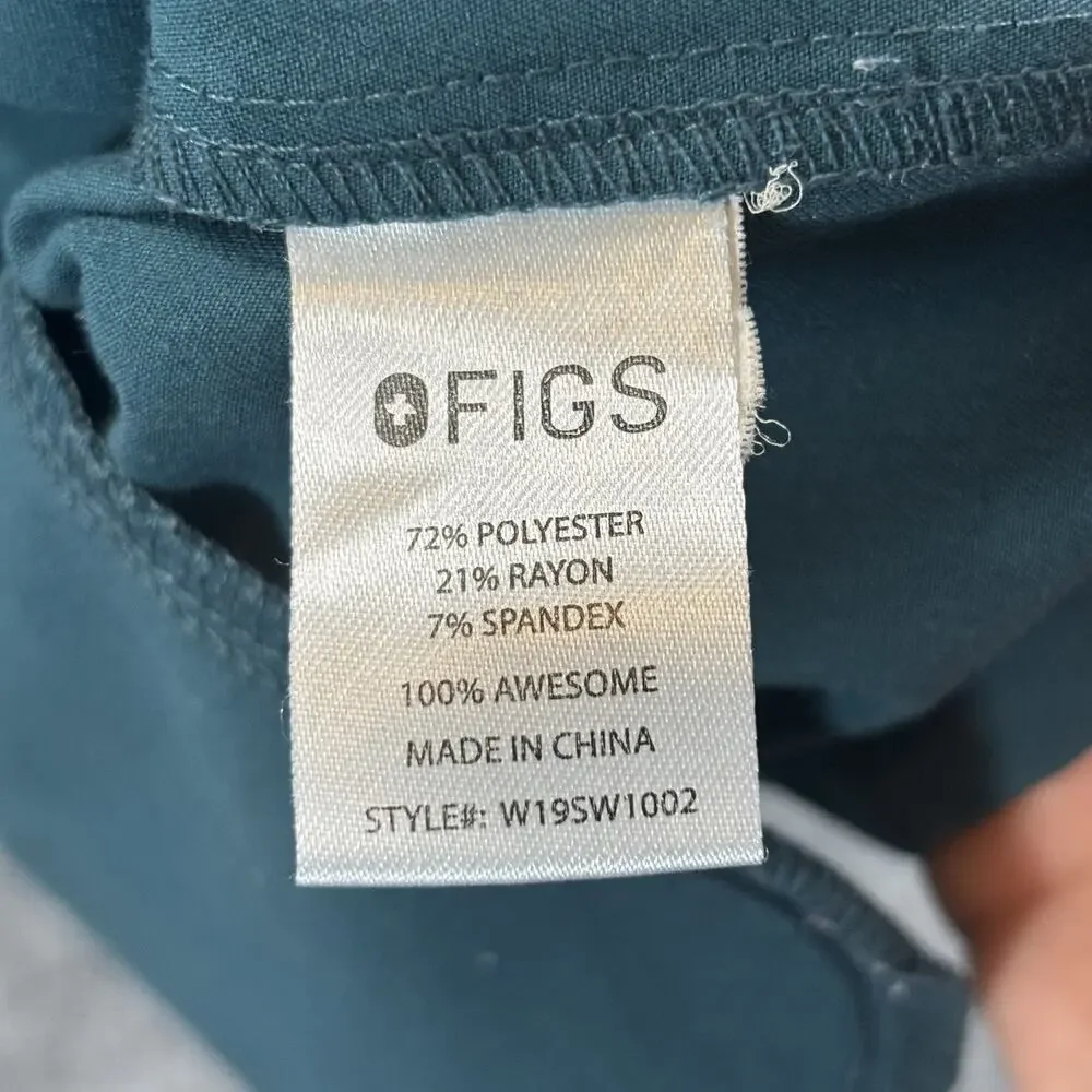 FIGS Technical Collection Casma Scrub Top Women S Dark Teal V-Neck 3-Pocket